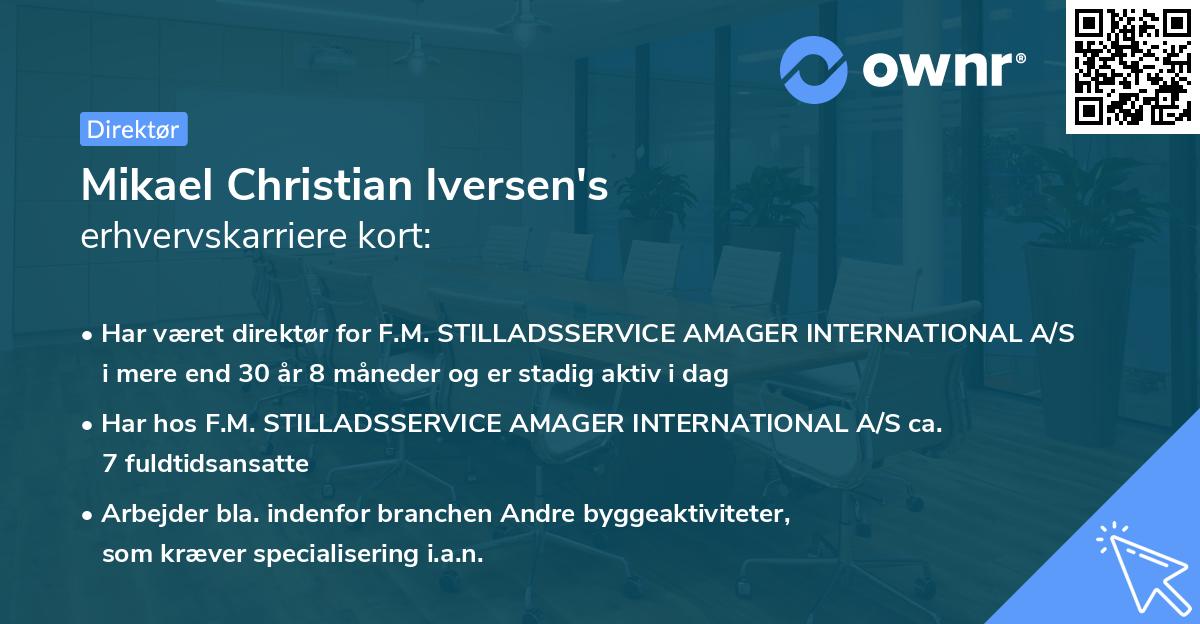 Mikael Christian Iversen's erhvervskarriere kort