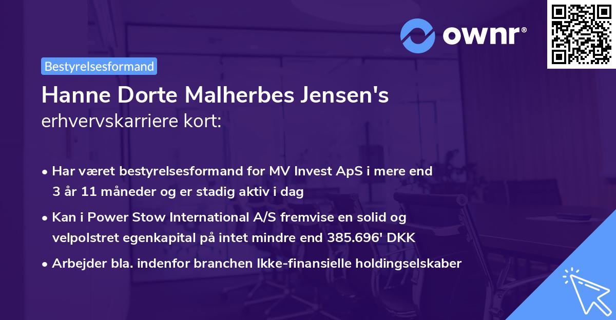 Hanne Dorte Malherbes Jensen's erhvervskarriere kort