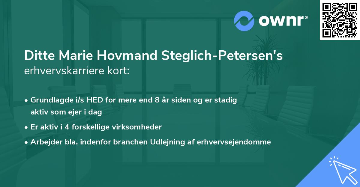 Ditte Marie Hovmand Steglich-Petersen's erhvervskarriere kort