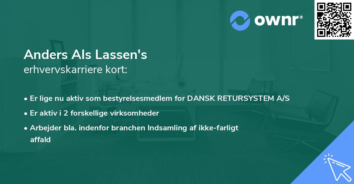 Anders Als Lassen's erhvervskarriere kort