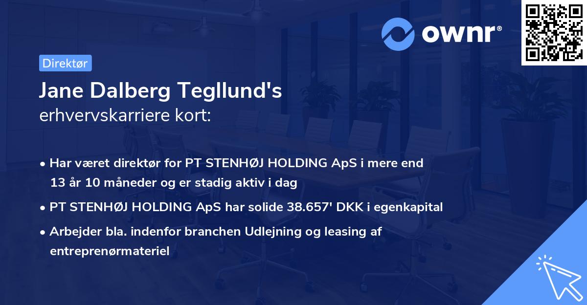 Jane Dalberg Tegllund's erhvervskarriere kort