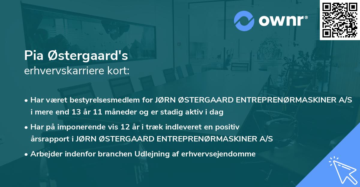 Pia Østergaard's erhvervskarriere kort