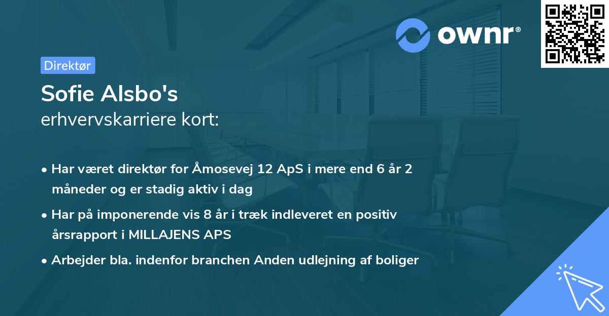 Sofie Alsbo's erhvervskarriere kort
