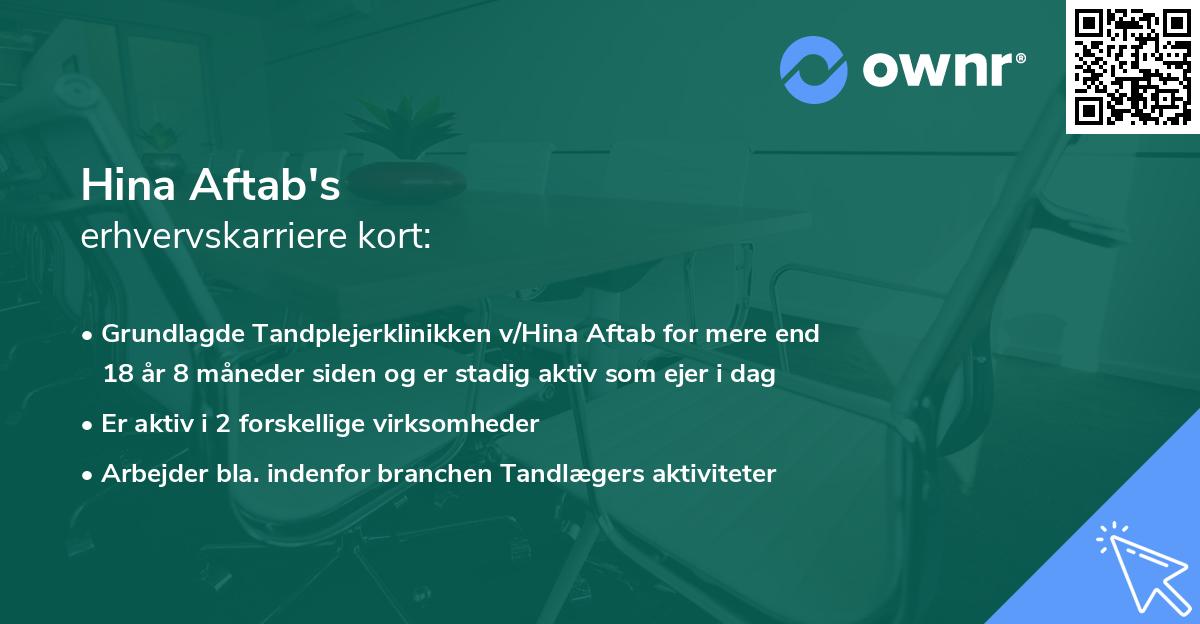 Hina Aftab's erhvervskarriere kort