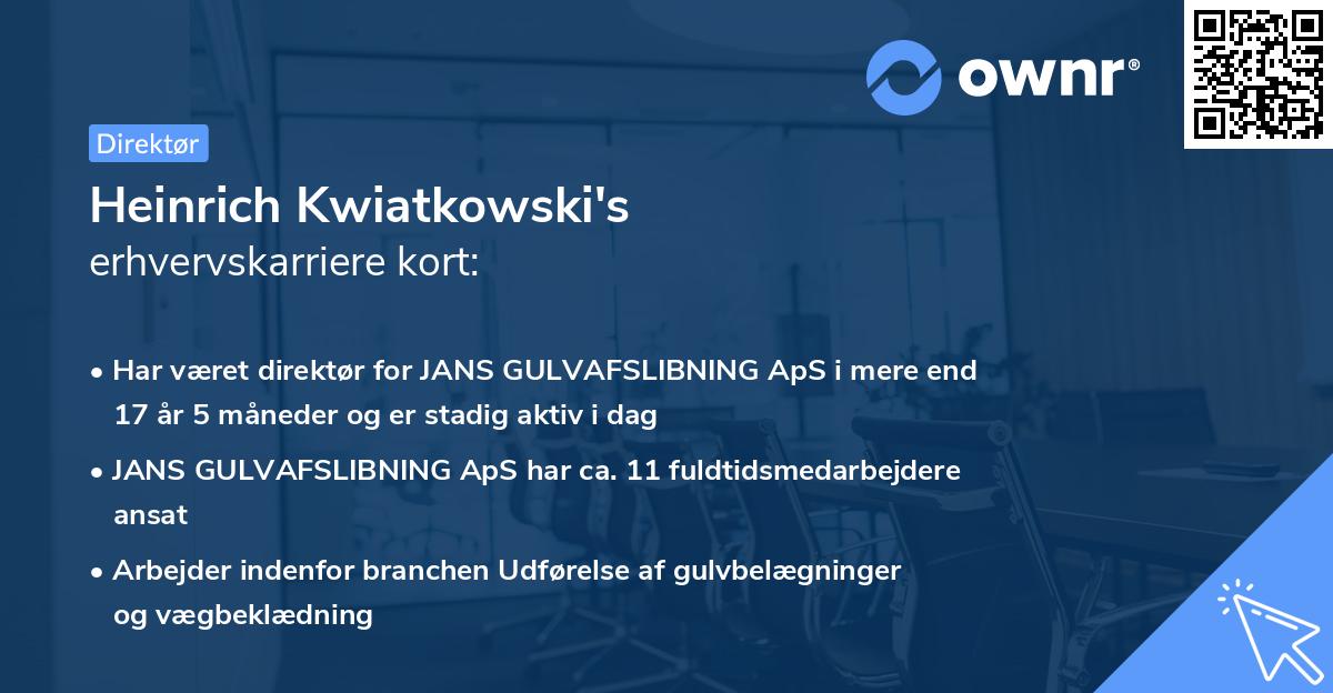 Heinrich Kwiatkowski's erhvervskarriere kort