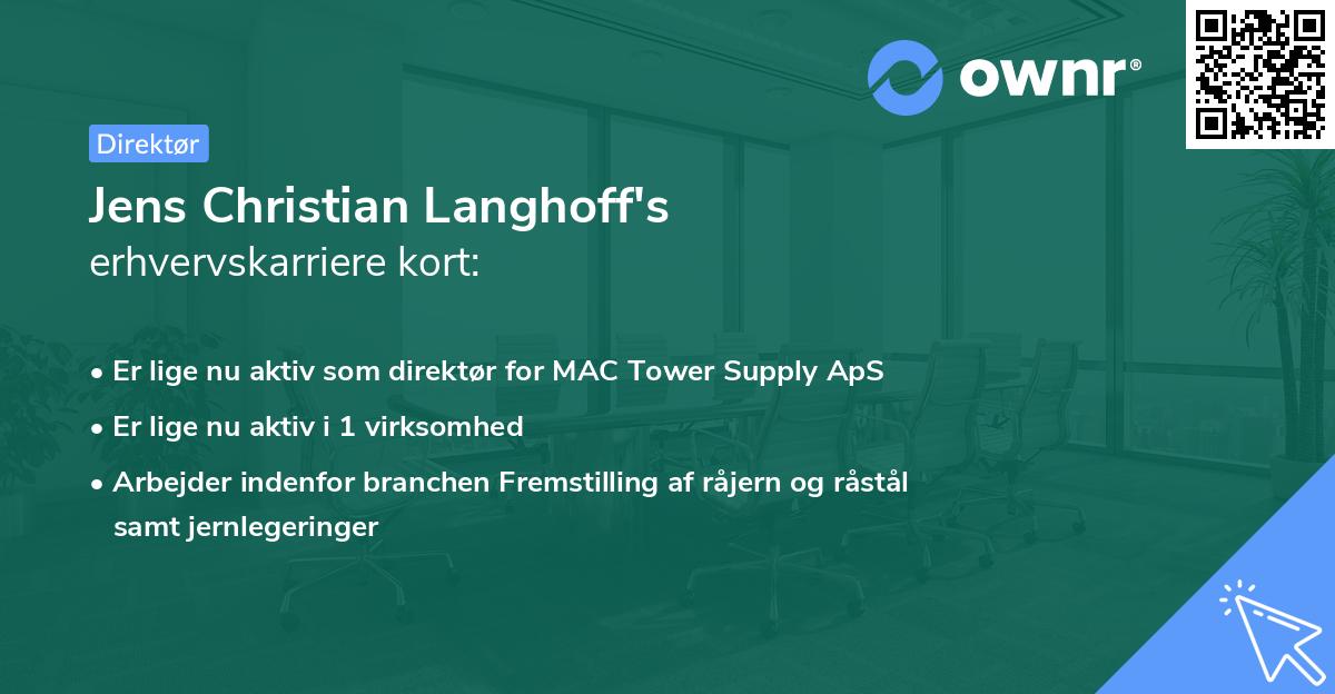 Jens Christian Langhoff's erhvervskarriere kort
