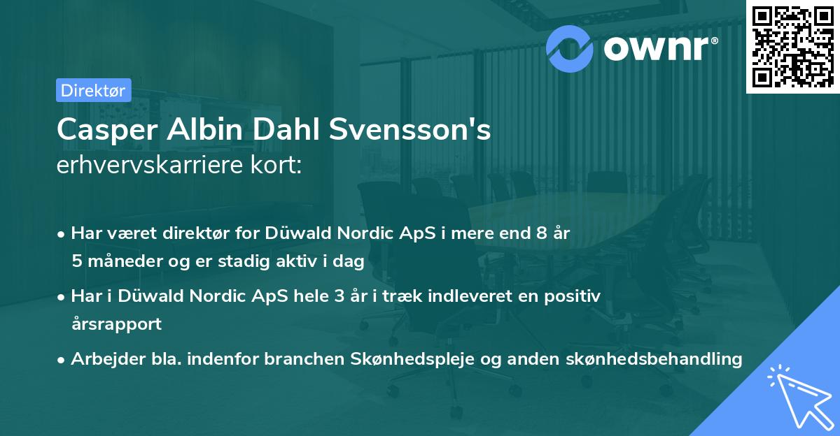 Casper Albin Dahl Svensson's erhvervskarriere kort