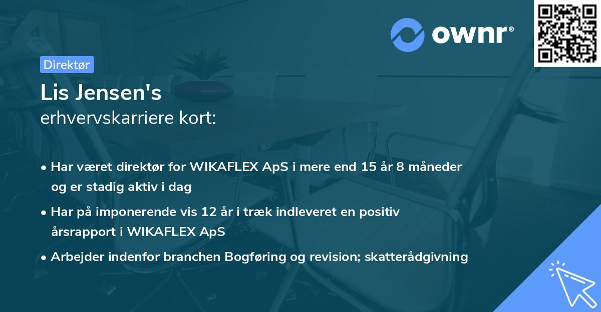 Lis Jensen's erhvervskarriere kort