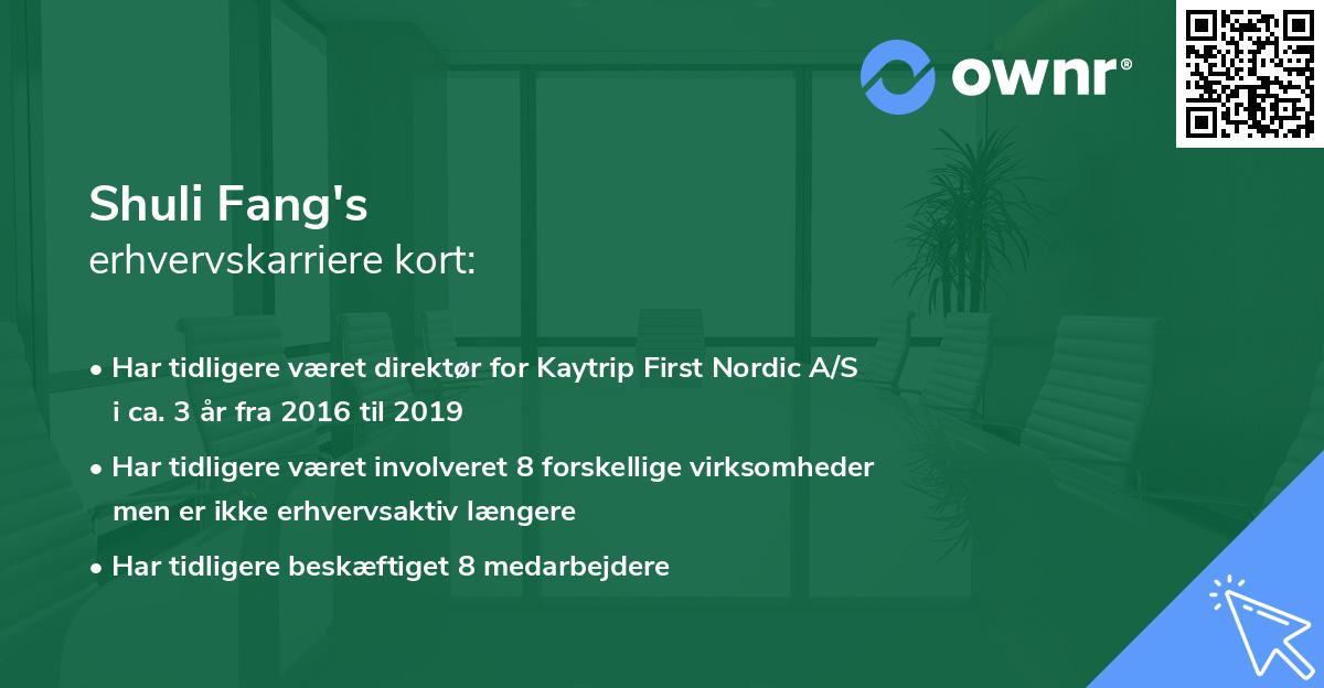 Shuli Fang's erhvervskarriere kort