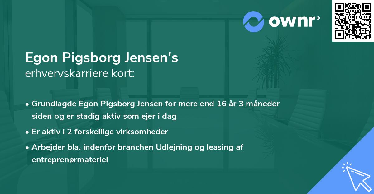 Egon Pigsborg Jensen's erhvervskarriere kort