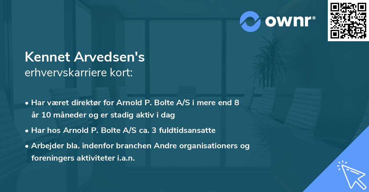 Kennet Arvedsen's erhvervskarriere kort