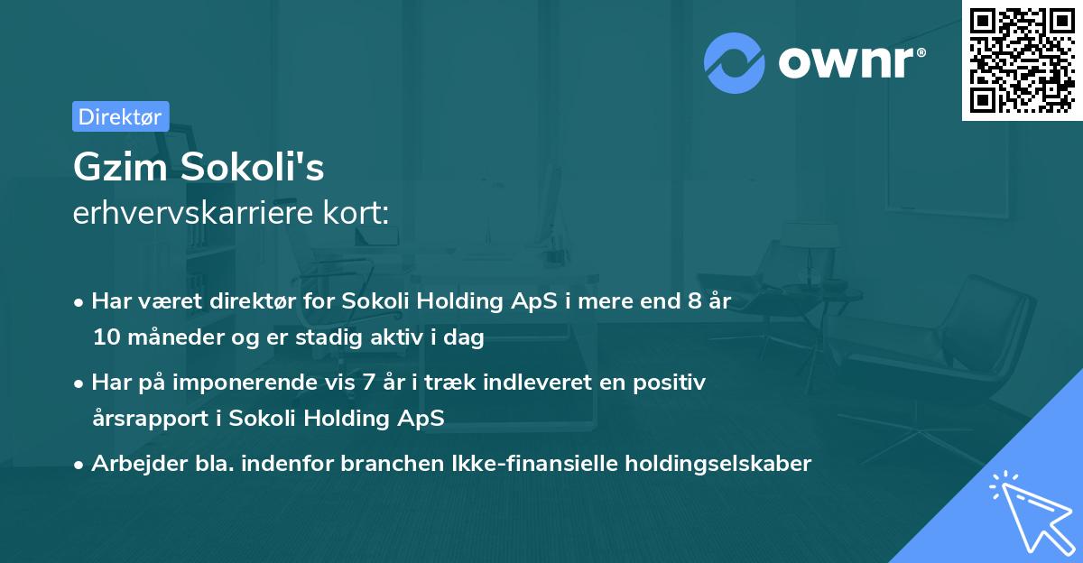 Gzim Sokoli's erhvervskarriere kort