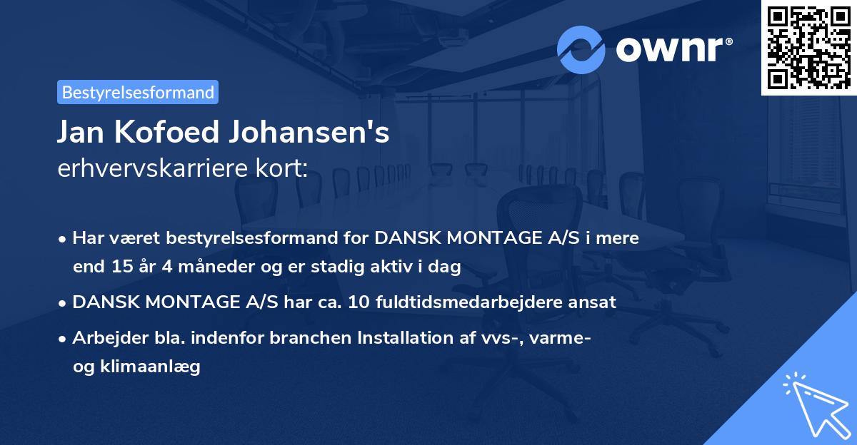 Jan Kofoed Johansen's erhvervskarriere kort