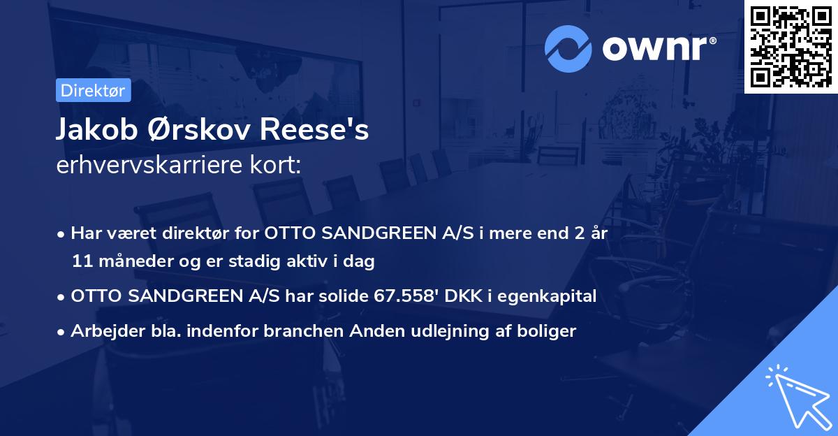 Jakob Ørskov Reese's erhvervskarriere kort