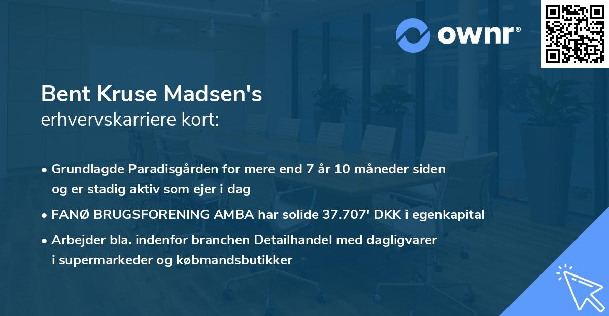 Bent Kruse Madsen's erhvervskarriere kort