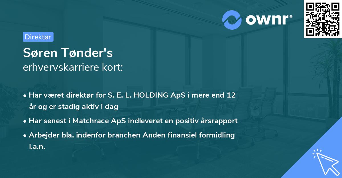 Søren Tønder's erhvervskarriere kort