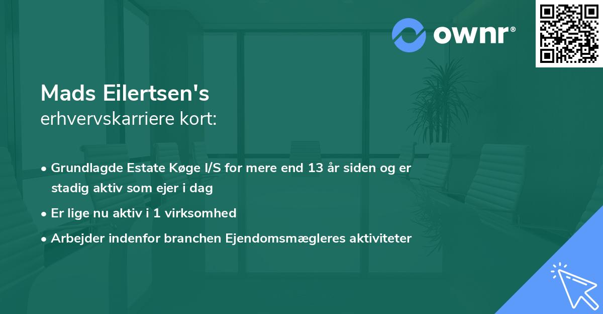 Mads Eilertsen's erhvervskarriere kort