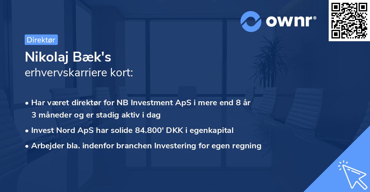 Nikolaj Bæk's erhvervskarriere kort