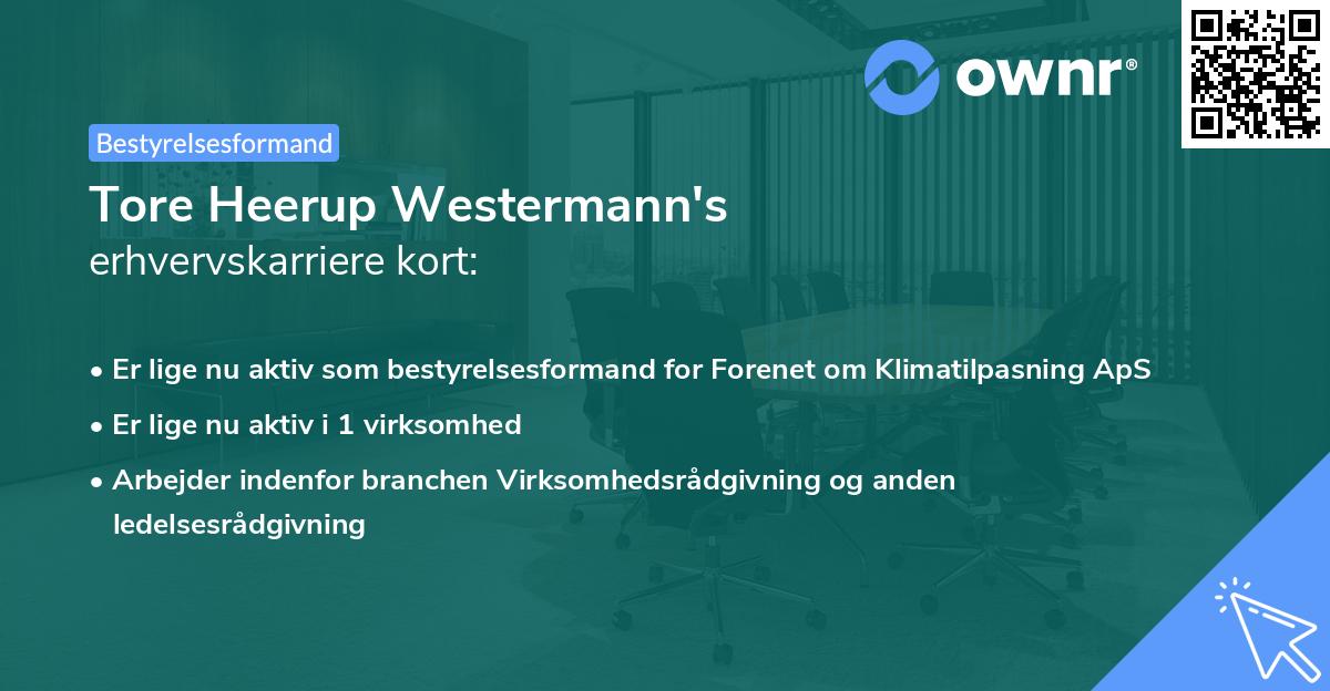 Tore Heerup Westermann's erhvervskarriere kort
