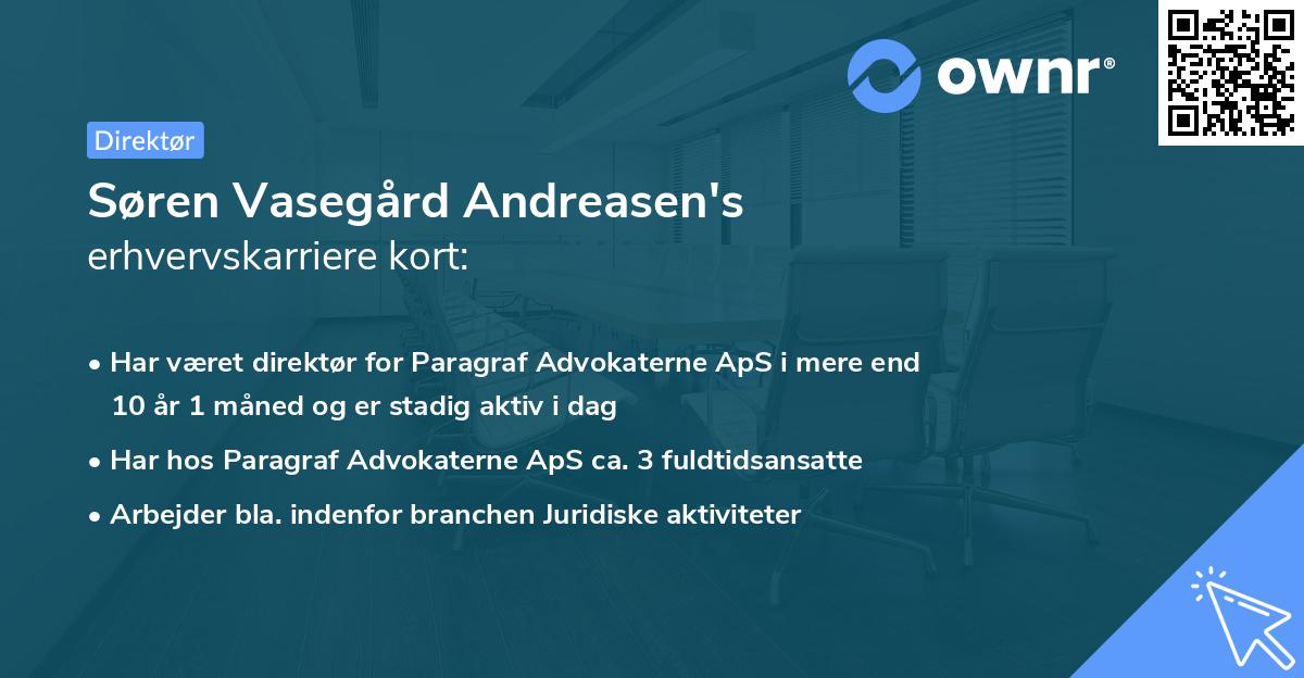 Søren Vasegård Andreasen's erhvervskarriere kort