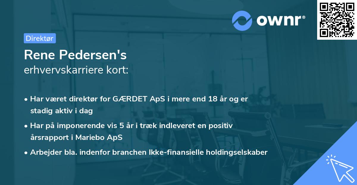 Rene Pedersen's erhvervskarriere kort