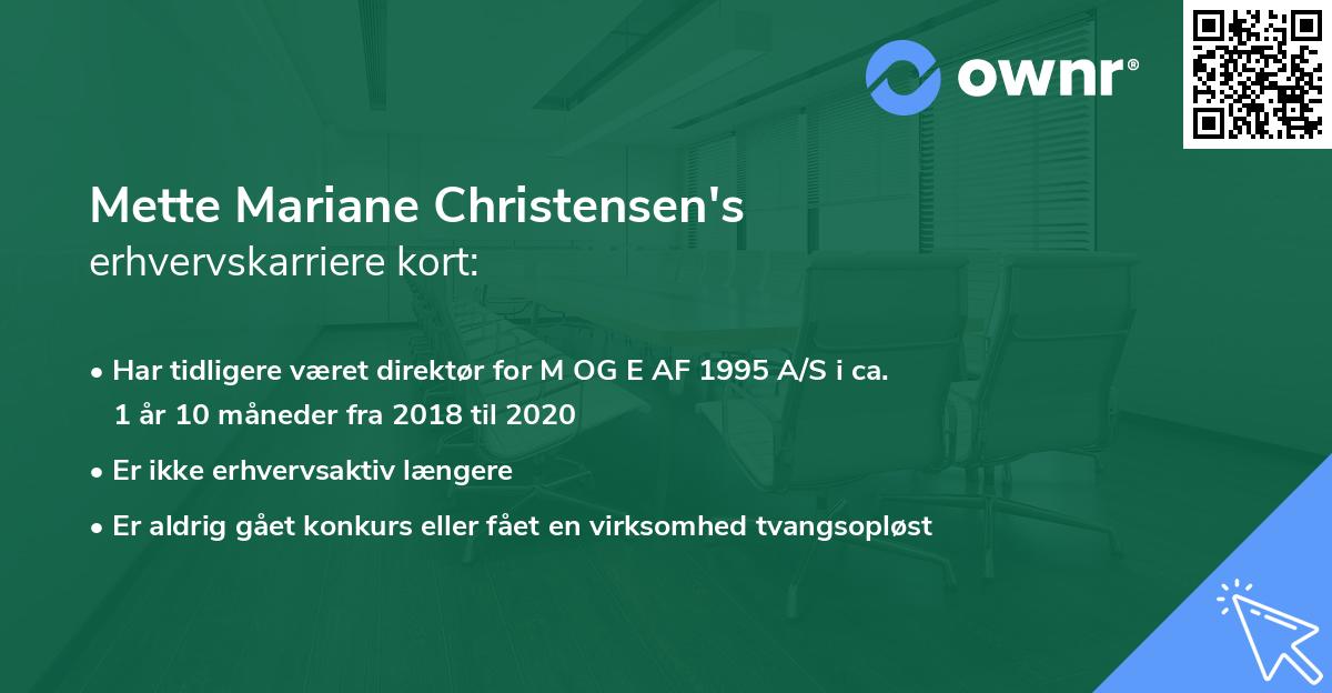 Mette Mariane Christensen's erhvervskarriere kort