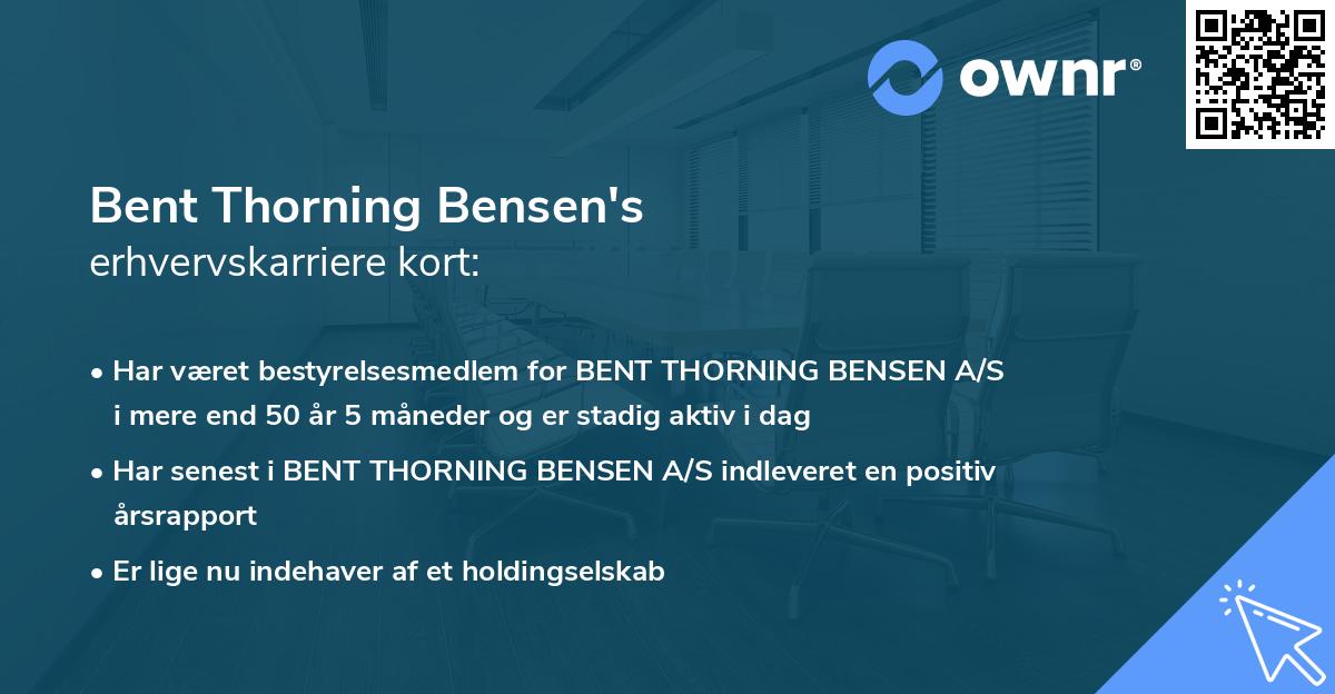 Bent Thorning Bensen's erhvervskarriere kort