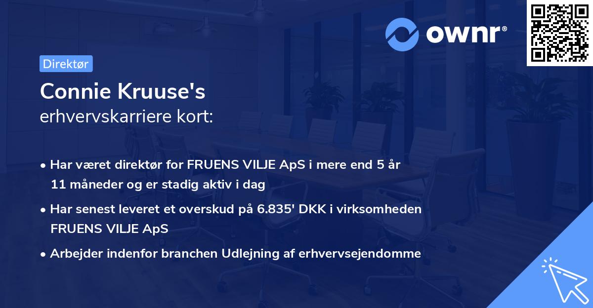 Connie Kruuse's erhvervskarriere kort