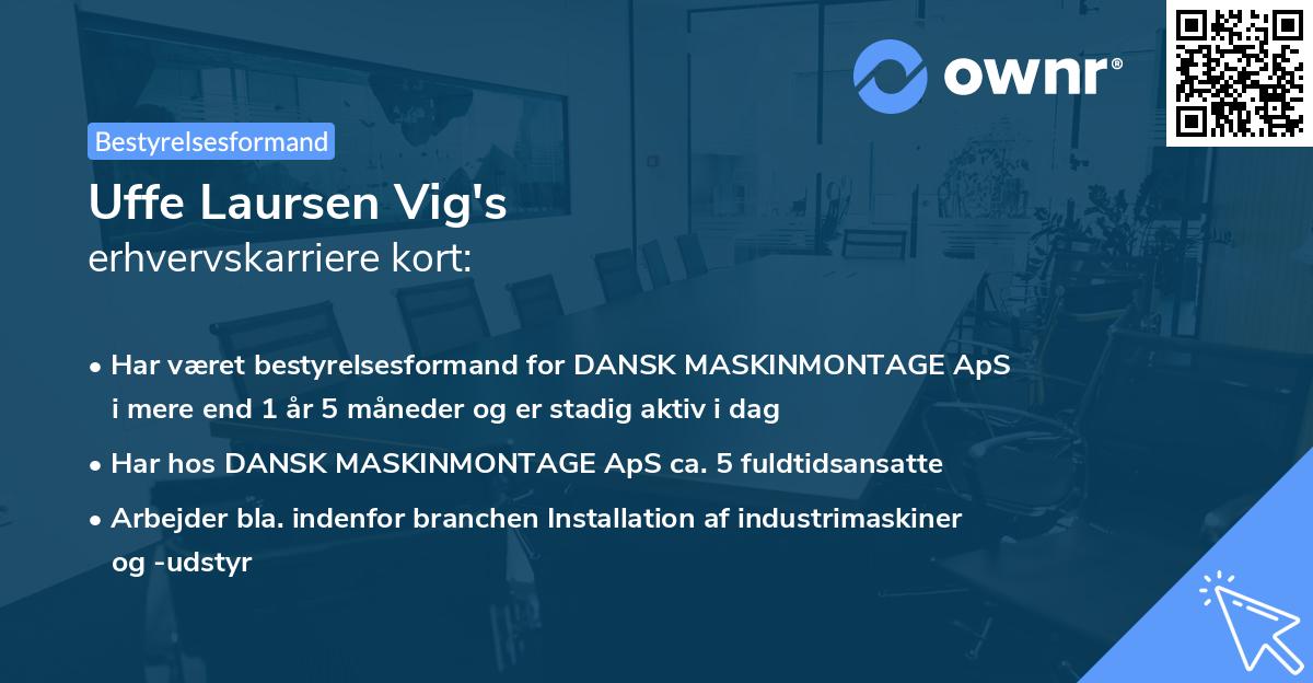 Uffe Laursen Vig's erhvervskarriere kort