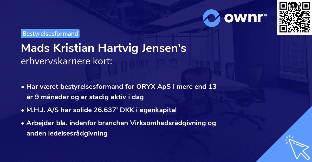Mads Kristian Hartvig Jensen's erhvervskarriere kort