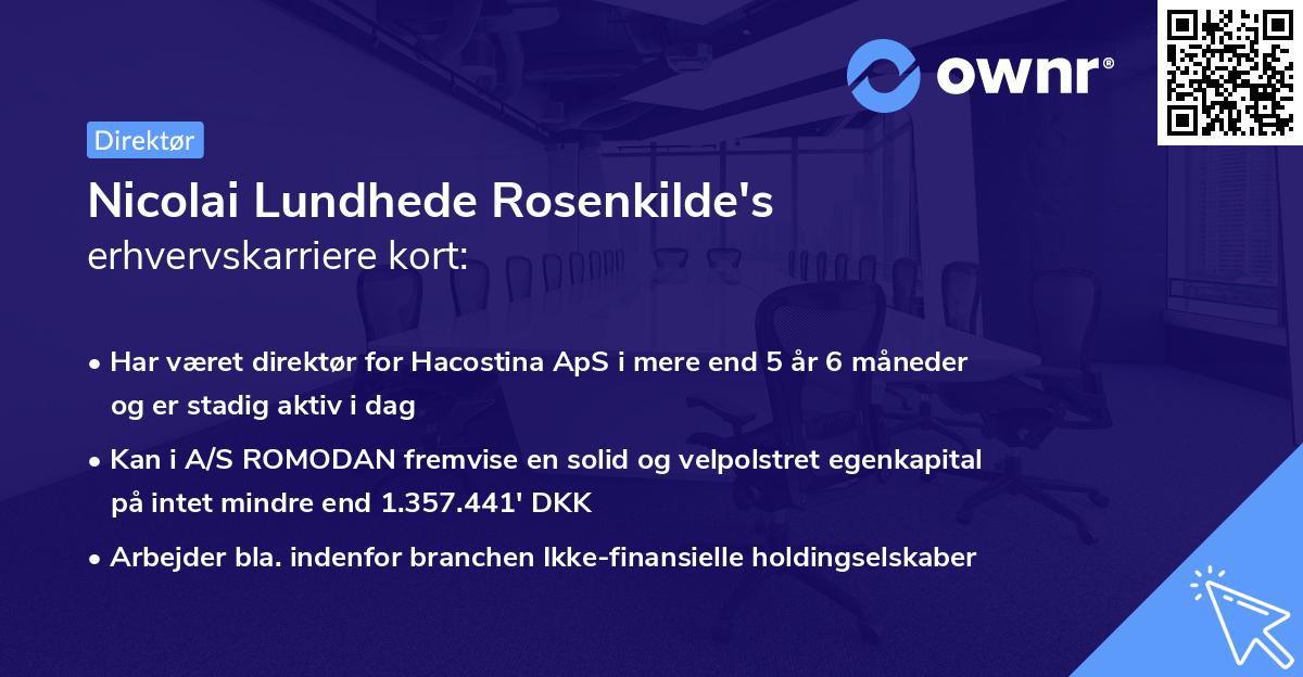 Nicolai Lundhede Rosenkilde's erhvervskarriere kort