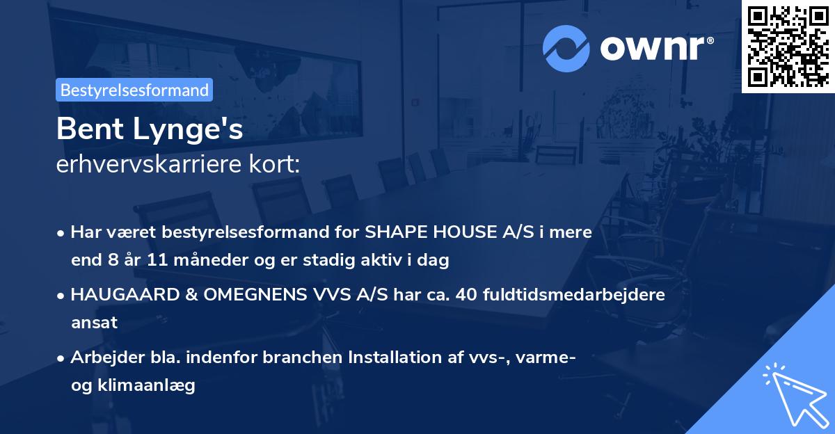 Bent Lynge's erhvervskarriere kort