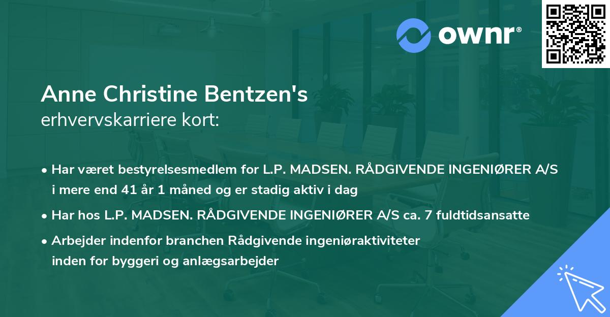 Anne Christine Bentzen's erhvervskarriere kort