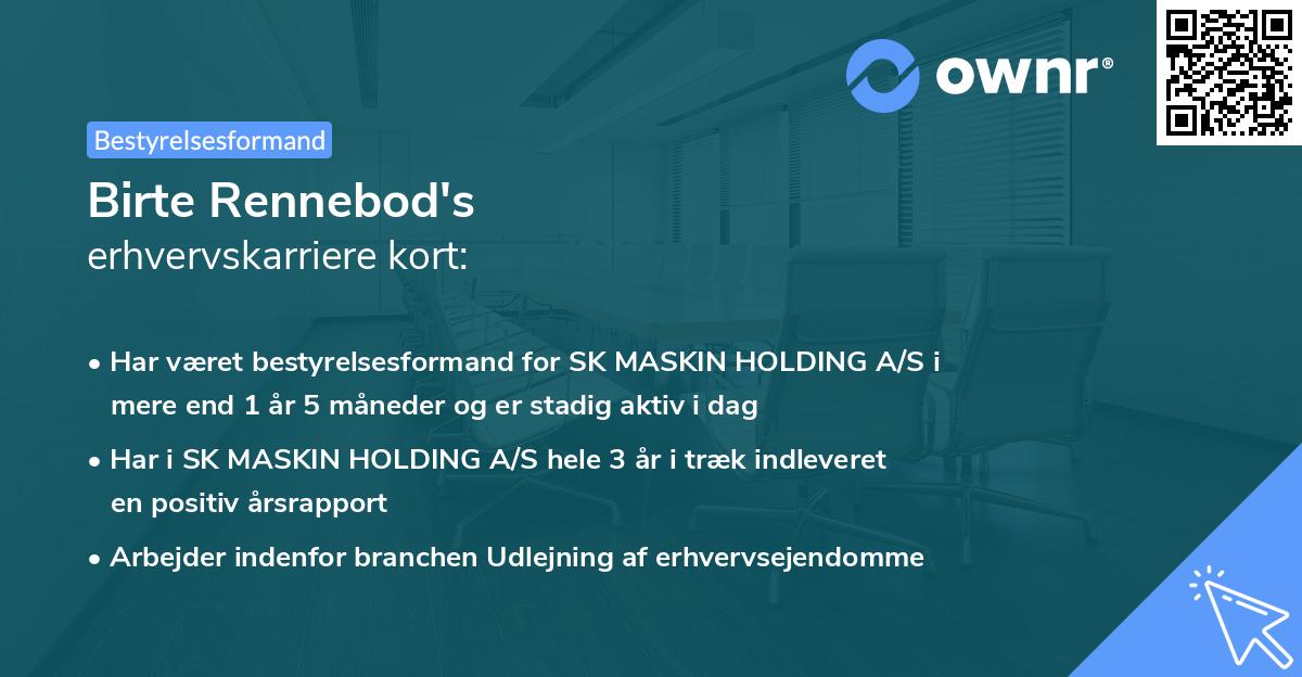 Birte Rennebod's erhvervskarriere kort