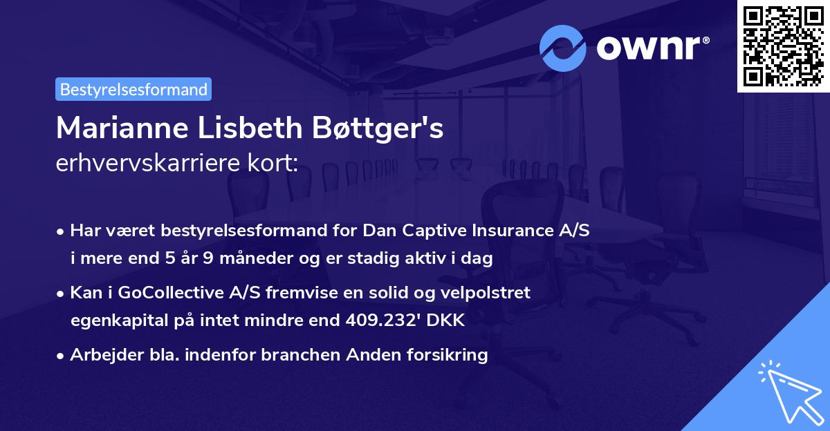 Marianne Lisbeth Bøttger's erhvervskarriere kort