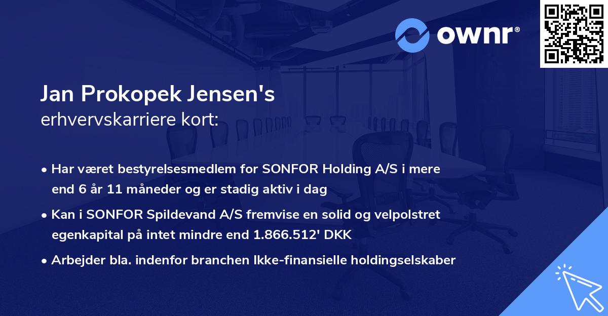 Jan Prokopek Jensen's erhvervskarriere kort