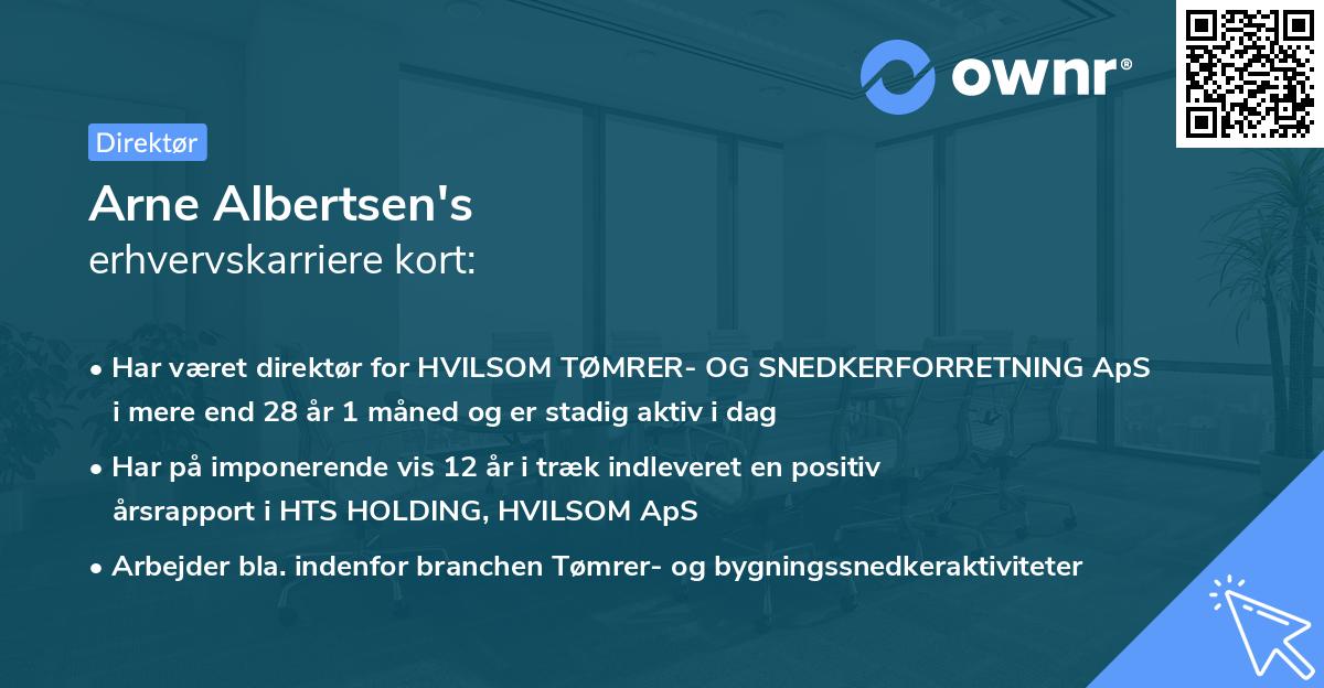 Arne Albertsen's erhvervskarriere kort