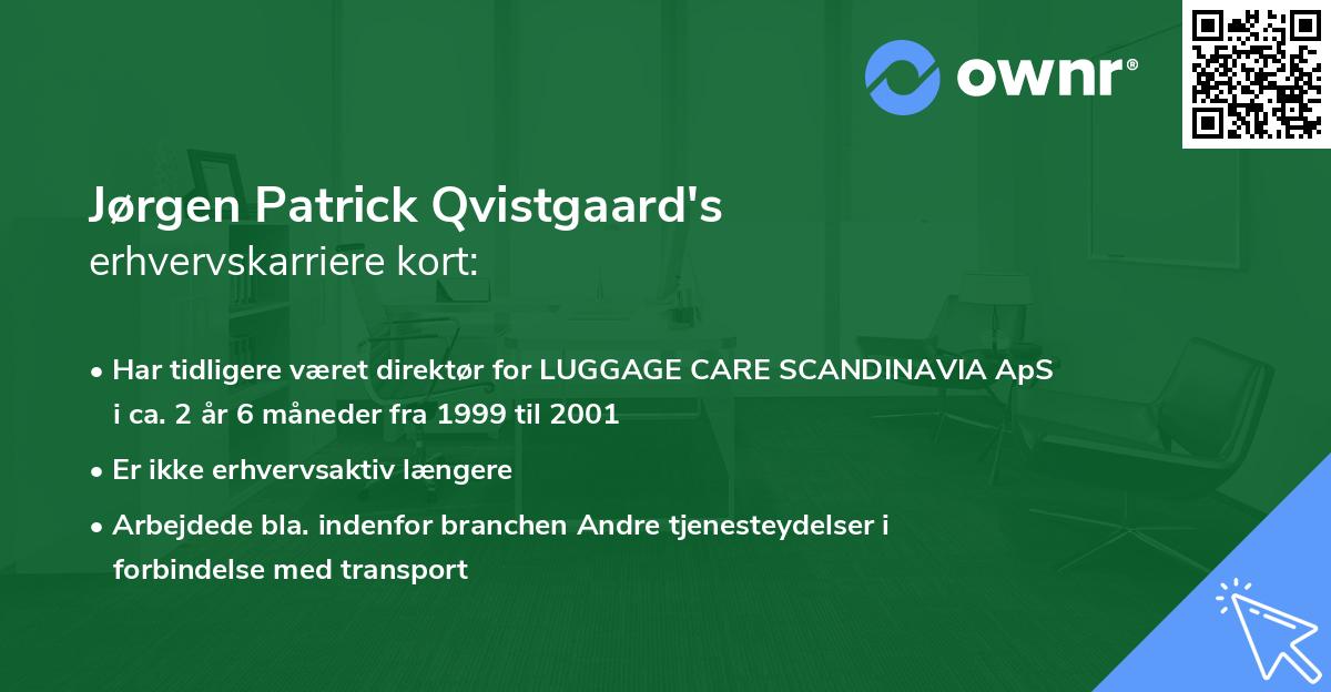 Jørgen Patrick Qvistgaard's erhvervskarriere kort