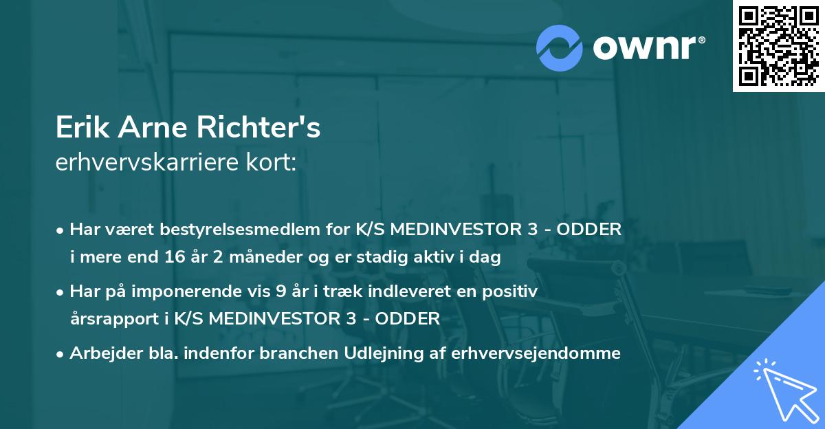 Erik Arne Richter's erhvervskarriere kort