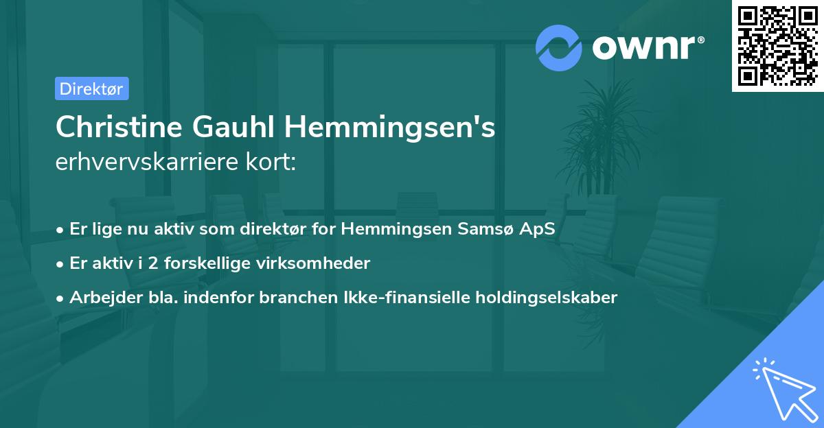 Christine Gauhl Hemmingsen's erhvervskarriere kort