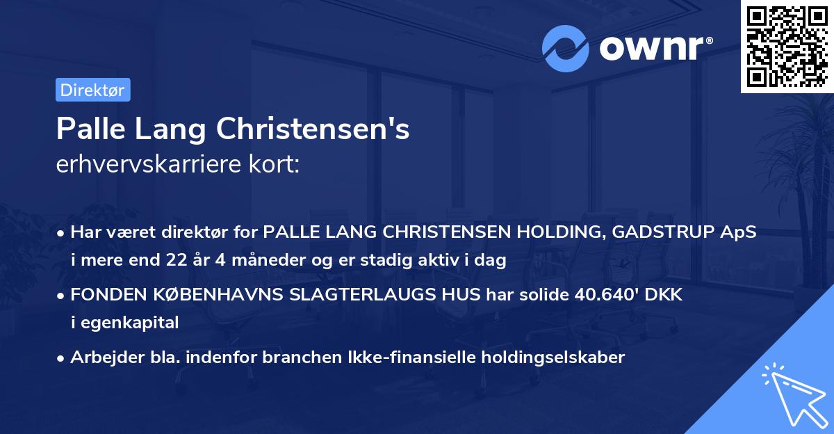 Palle Lang Christensen's erhvervskarriere kort