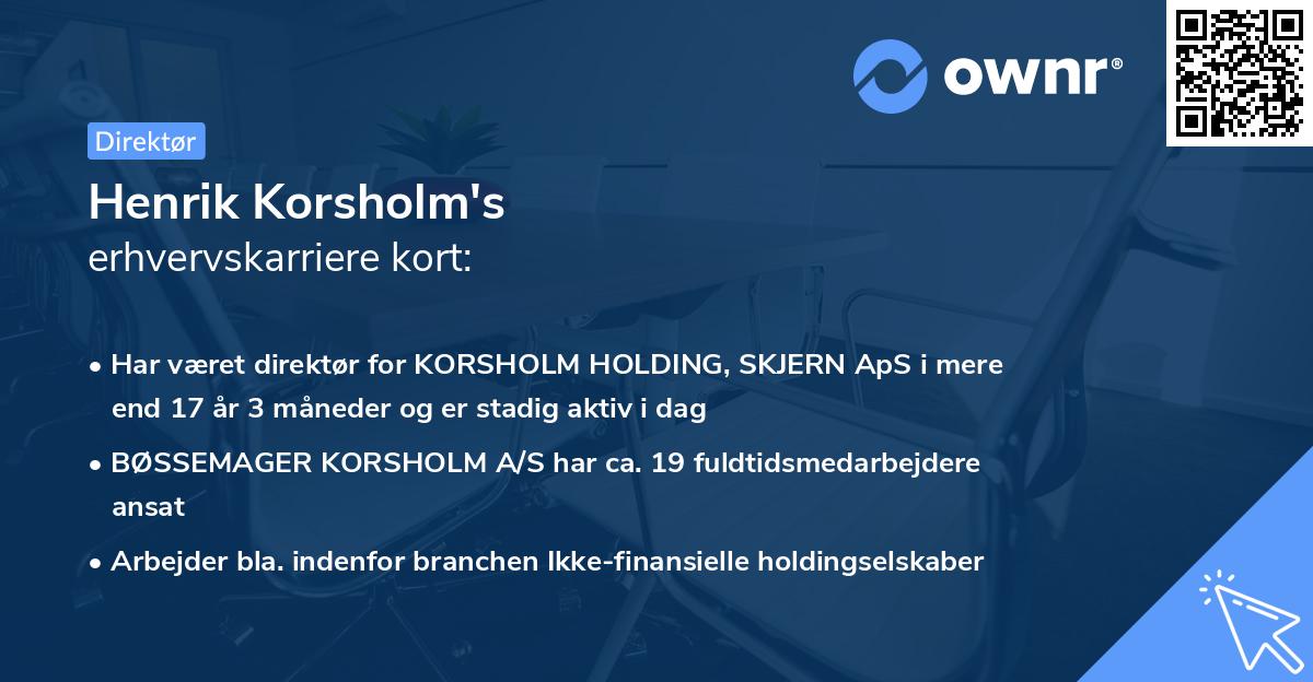 Henrik Korsholm's erhvervskarriere kort