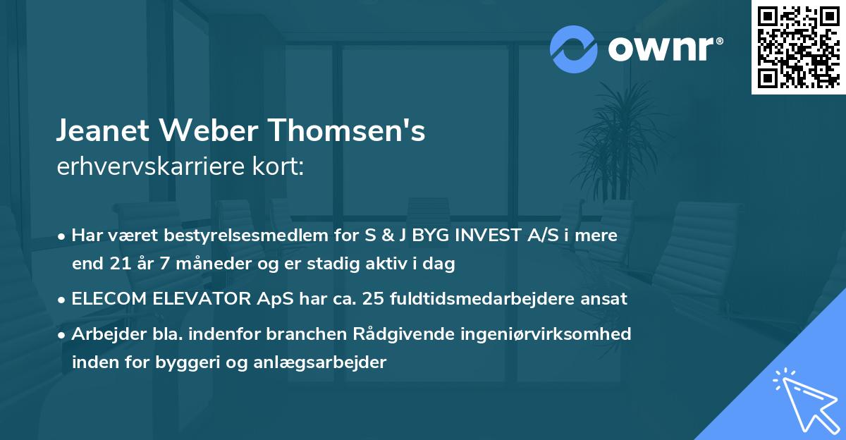 Jeanet Weber Thomsen's erhvervskarriere kort