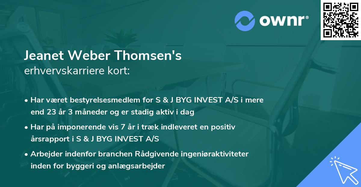 Jeanet Weber Thomsen's erhvervskarriere kort