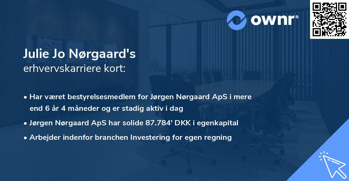 Julie Jo Nørgaard's erhvervskarriere kort