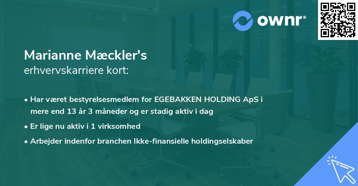 Marianne Mæckler's erhvervskarriere kort
