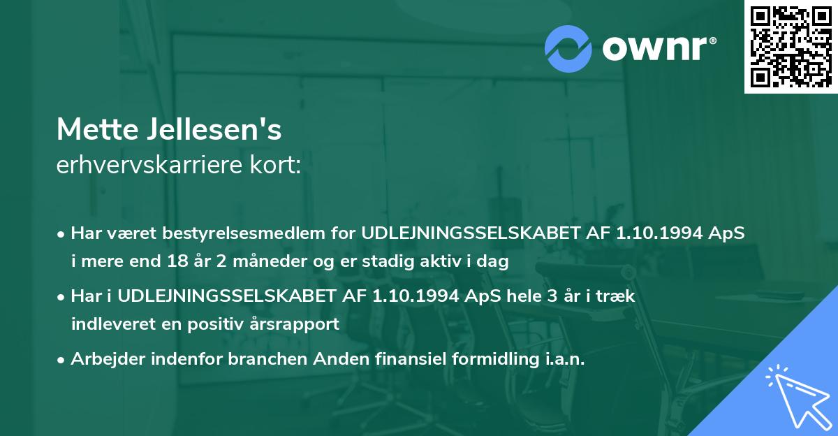 Mette Jellesen's erhvervskarriere kort