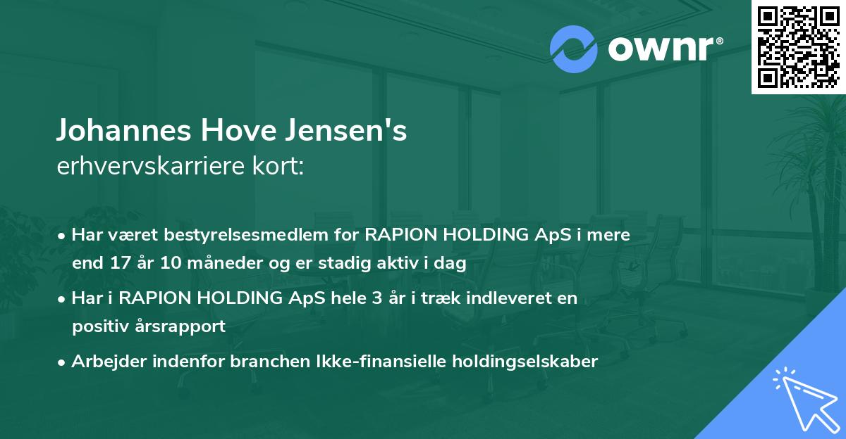 Johannes Hove Jensen's erhvervskarriere kort