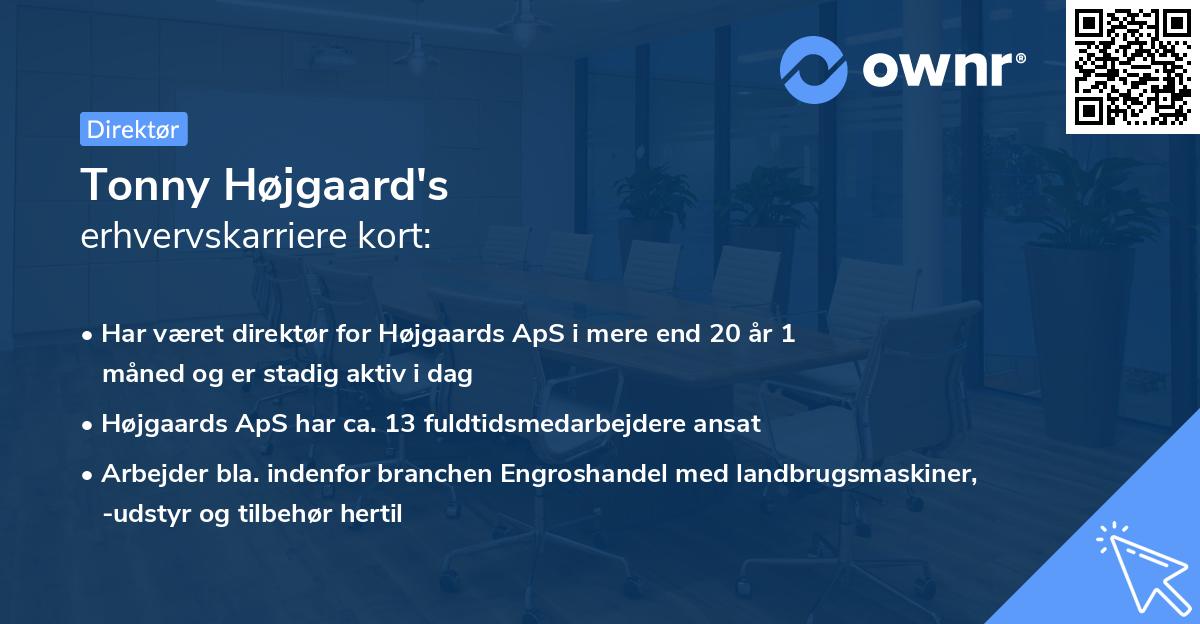 Tonny Højgaard's erhvervskarriere kort