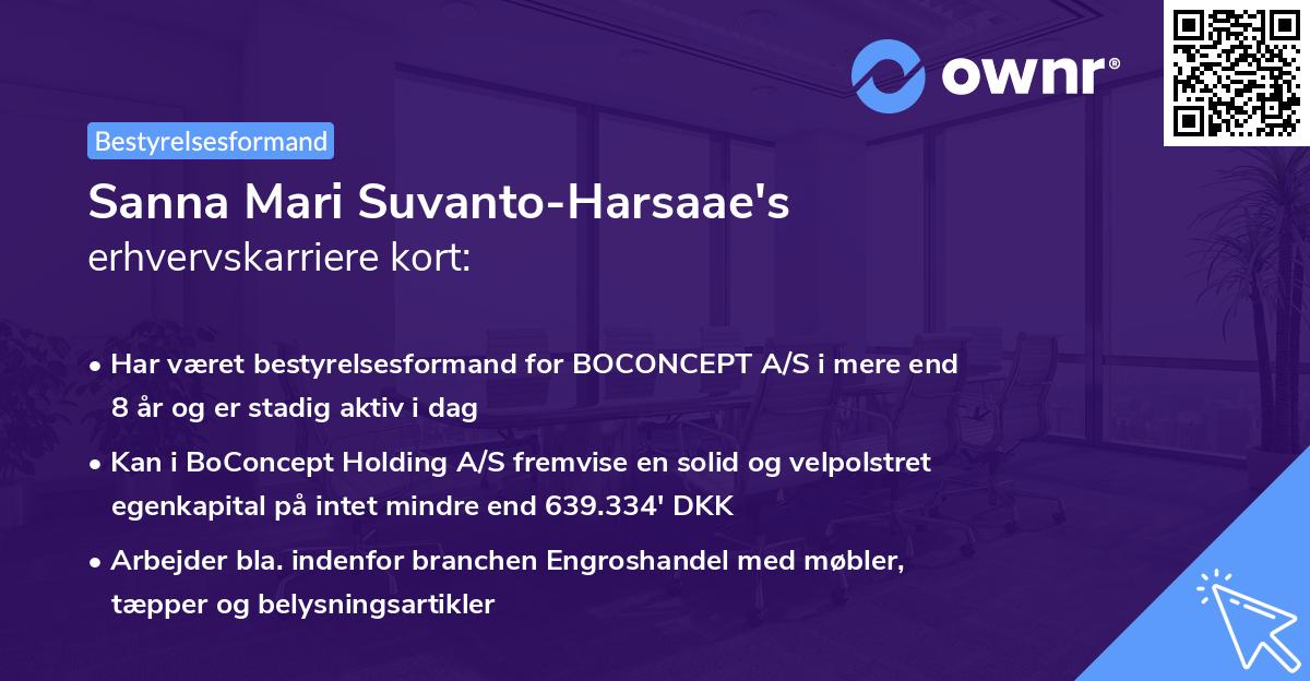 Sanna Mari Suvanto-Harsaae's erhvervskarriere kort